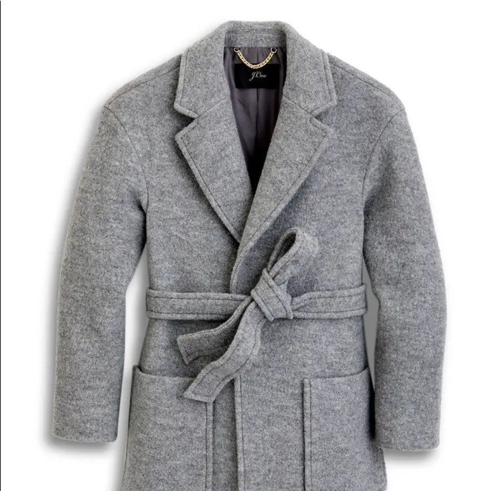 J. Crew long wrap coat in Italian boiled wool